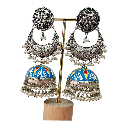 Rangriti Oxidised Handpainted Jhumka