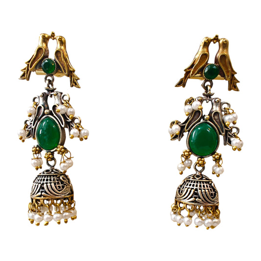 Morni Dual Tone Oxidised Earrings