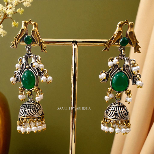 Morni Dual Tone Oxidised Earrings