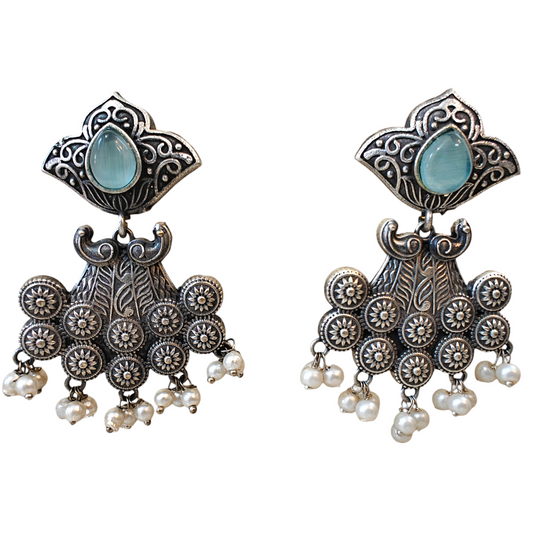 Iravati Oxidised Silver Earrings