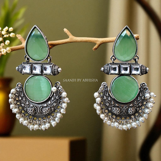 Prisha Oxidised Silver Earrings