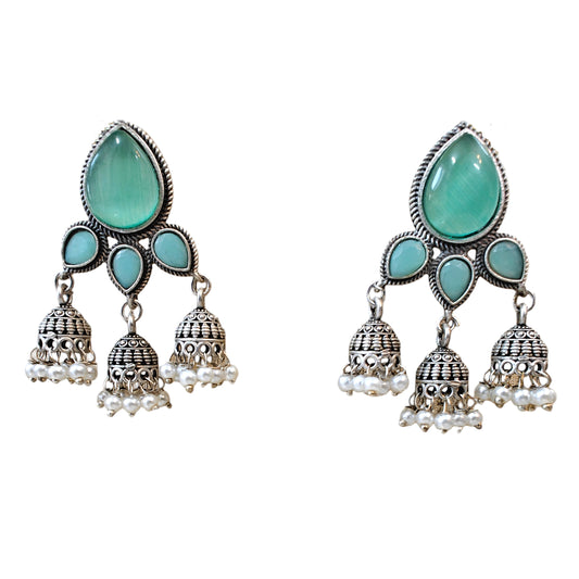 Meher Oxidised Silver Earrings