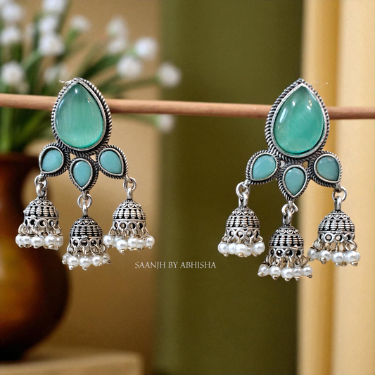 Meher Oxidised Silver Earrings