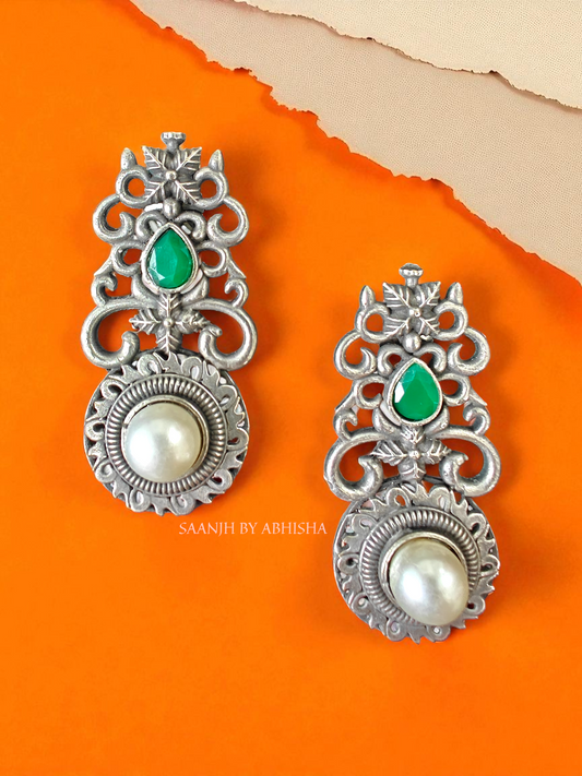 Shayana Royal Oxidised Silver Earrings