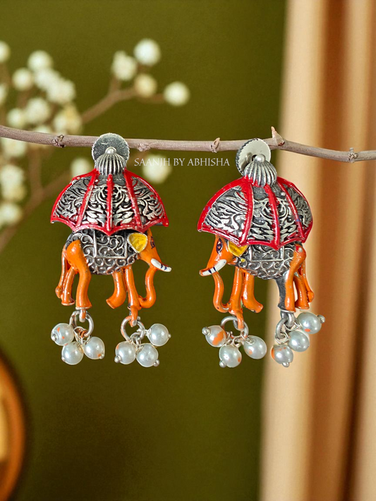 Gajraj Royal Oxidised Handpainted Earrings