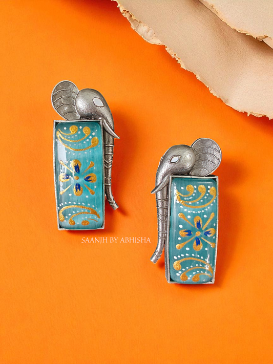 Gajlakshmi Royal Oxidised Handpainted Earrings