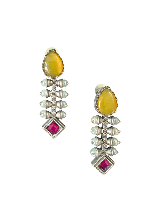Rajwada Royal Oxidised Silver Earrings