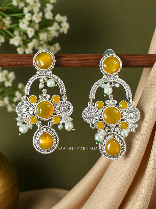 Surya Kiran Silver Oxidised Earrings