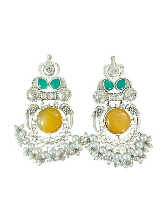 Kanaka Mandal Silver Oxidised Earrings