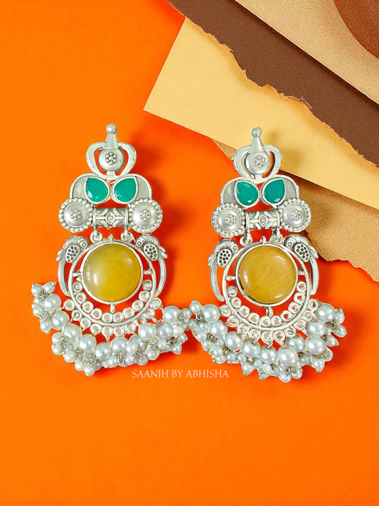 Kanaka Mandal Silver Oxidised Earrings