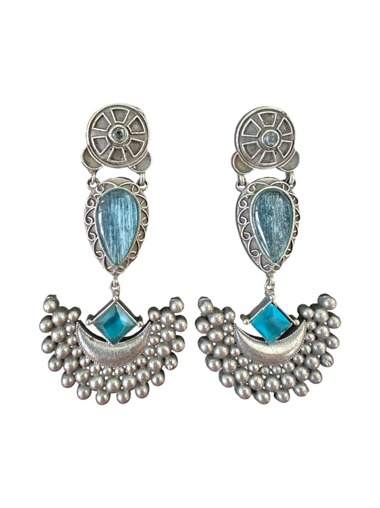 Neel Chandrika Silver Oxidised Earrings