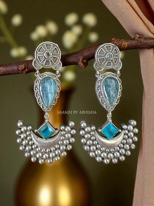 Neel Chandrika Silver Oxidised Earrings