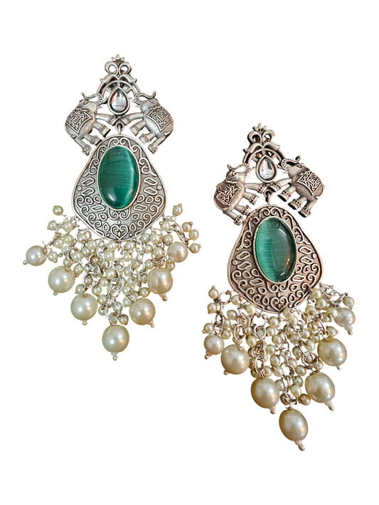 Hasti Charm Silver Oxidised Earrings