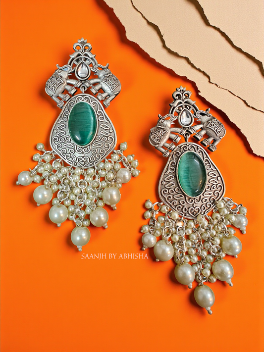 Hasti Charm Silver Oxidised Earrings