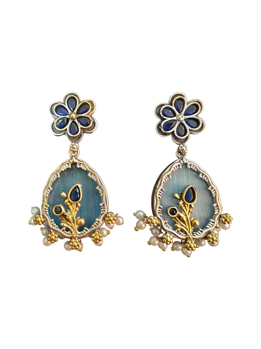 Neelkamal Bloom Dual Tone Silver Oxidised Earrings