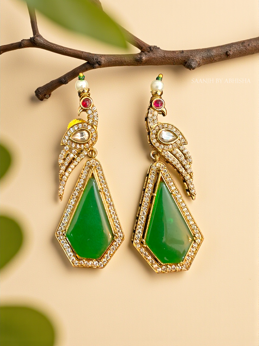 Emerald Grace Silver Oxidised Earrings