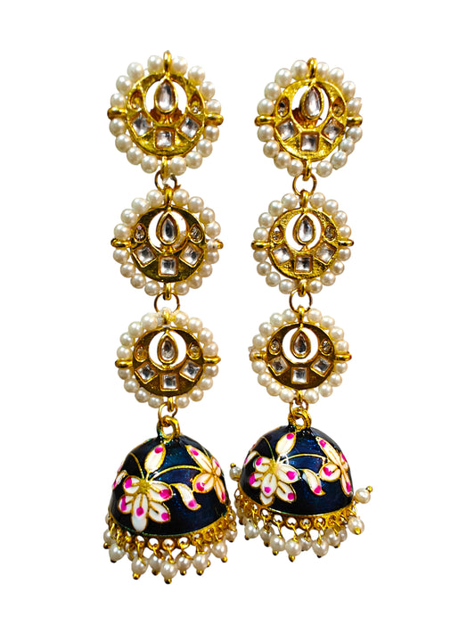 Royal Midnight Bloom Pachi Kundan Jhumkas
