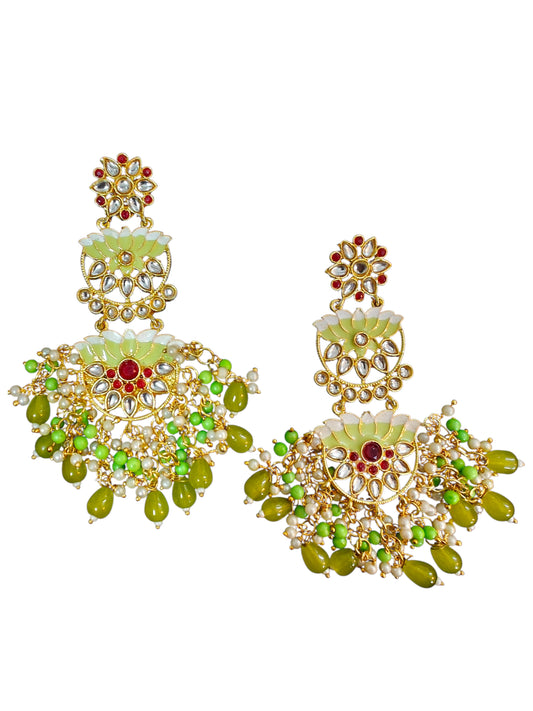 Emerald Bloom Kundan Jhumkas