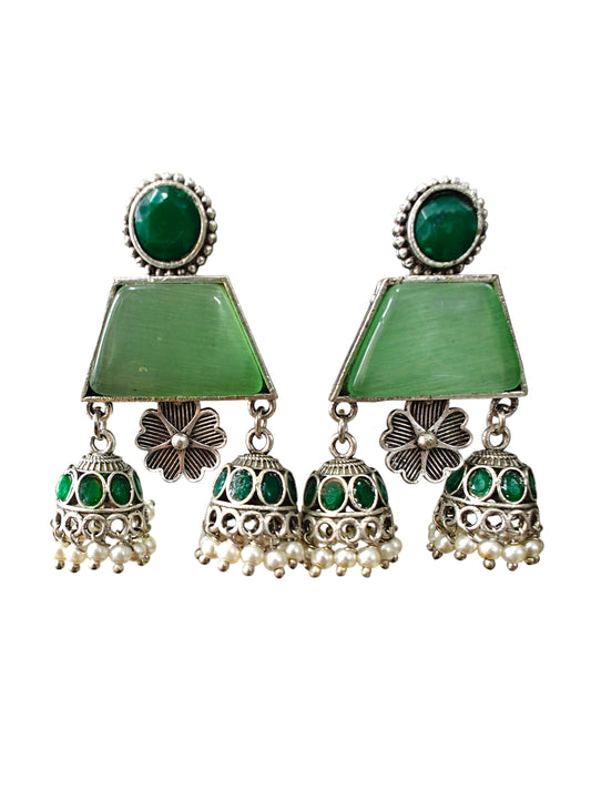 Emerald Mint Charm Earrings