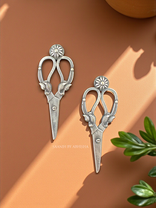 Vintage Shears Silver Oxidised Earrings