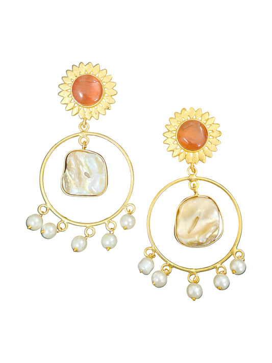 Surya MOP Golden Hoop Earrings