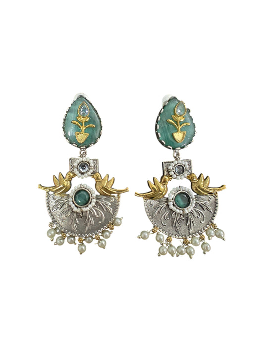 Vasudha Dual Tone Silver Earrings