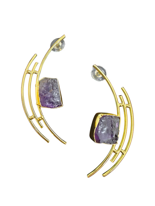 Avyukta Amethyst Arc Earrings