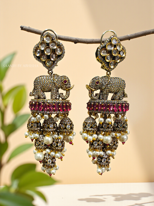 Rajsi Elephant Charm AD Earrings