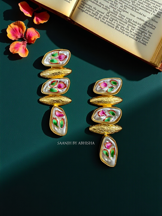 Noor Handpainted MOP Lotus Earrings