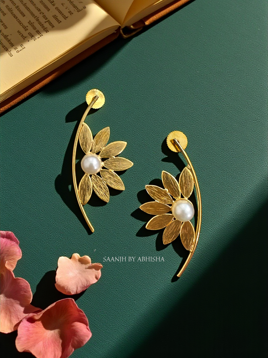 Golden Blossom Pearl Earrings