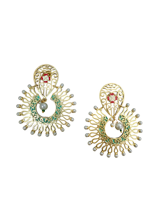 Regal Sunburst Handpainted Earrings