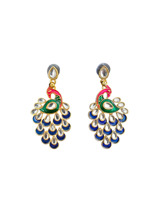 Peacock Elegance Handpainted Earrings