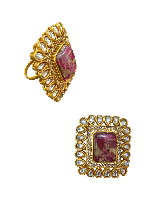 Regal Ruby Kundan Statement Ring