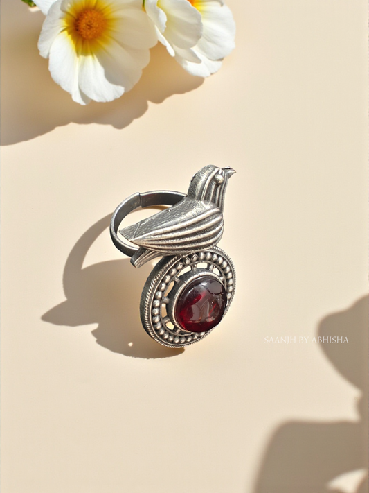 Gulnaar Bird Silver Replica Ring