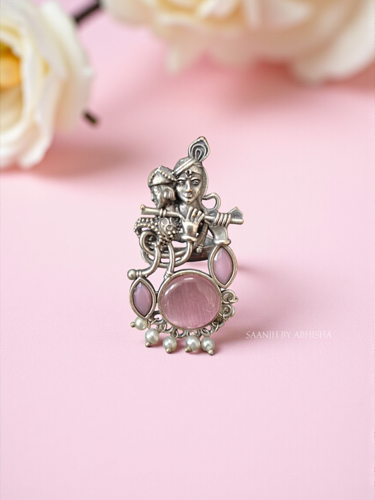 Radha Krishna Silver Replica Ring