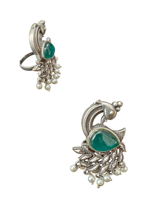 Mayuri Green Silver Replica Ring