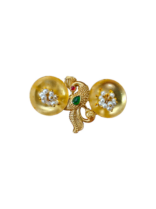 Peacock Glow Golden Moti Ring
