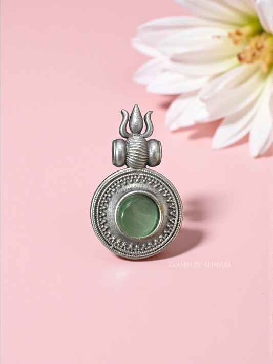Trishul Aura Silver Replica Ring