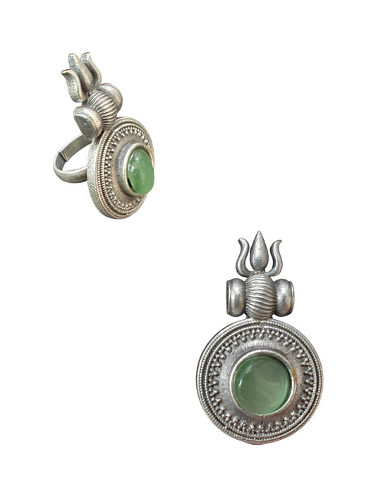 Trishul Aura Silver Replica Ring