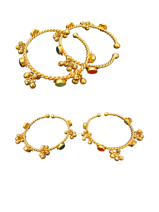 Aadhya Twisted Ghungroo Cuff Bracelet