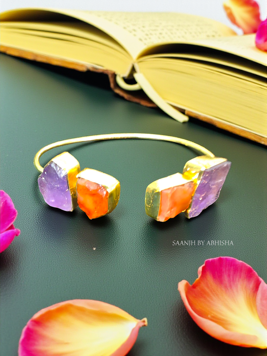 Aanya Dual Tone Stone Cuff Bracelet
