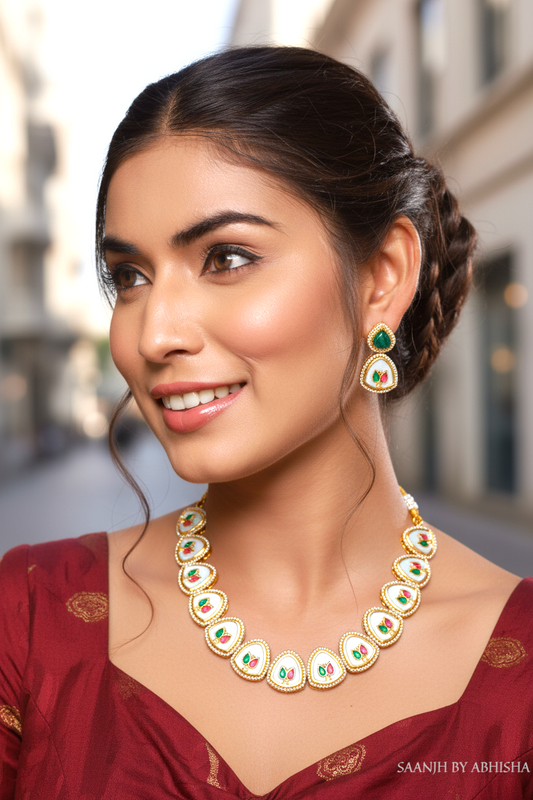 Royal Pachi Kundan Stone Work Necklace Set