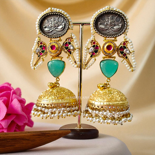 Royal Charm Brass Pachi Kundan Jhumka