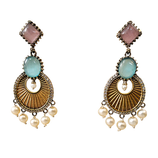 Aarza Oxidised Dual Tone Earrings