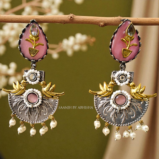 Gulnaz Dual Tone Oxidised Earrings