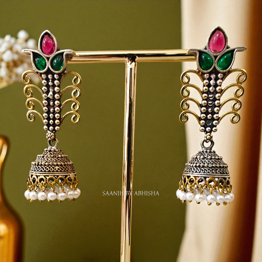 Vilina Dual Tone Oxidised Jhumka
