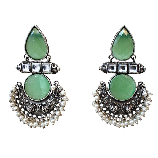 Prisha Oxidised Silver Earrings