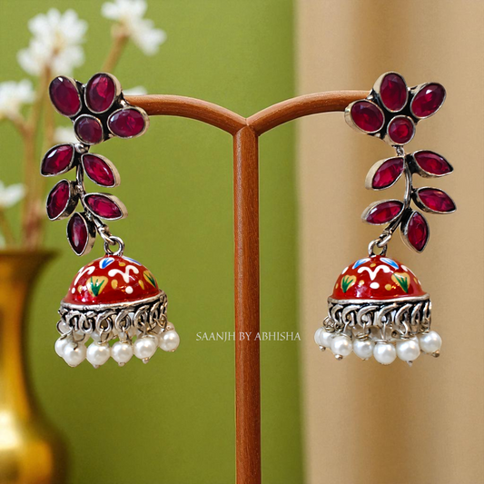 Ruhani Handpainted Oxidised Earrings