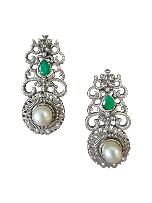 Shayana Royal Oxidised Silver Earrings