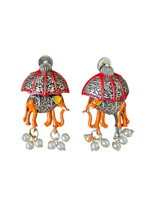 Gajraj Royal Oxidised Handpainted Earrings